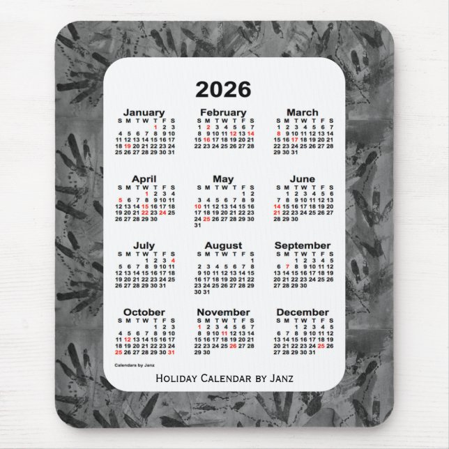 2026 Black Art Holiday Calendar by Janz Mouse Mat (Front)