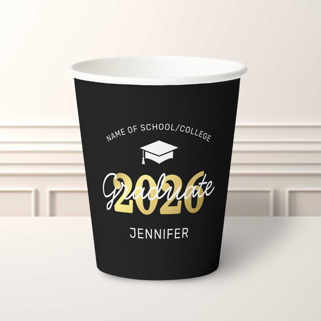 2026 Black Gold Graduation Party Paper Cups (Creator Uploaded)