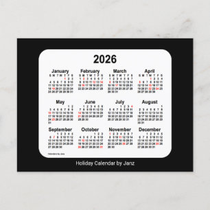 2026 Black Holiday Mini Calendar by Janz