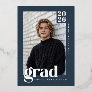 2026 Blue Graduate 4 Photo Graduation Silver