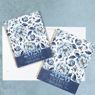 2026 Blue Watercolor Floral Start to Something New Planner