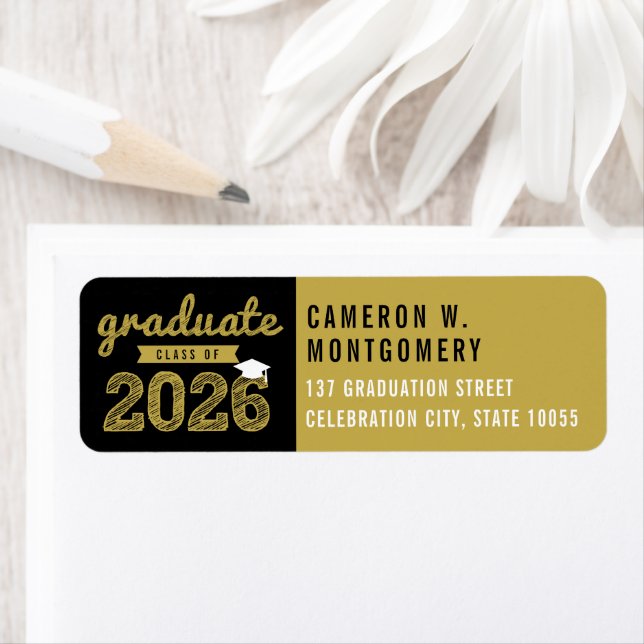 2026 Bold Gold Sketch Modern Graduation Address (Insitu)