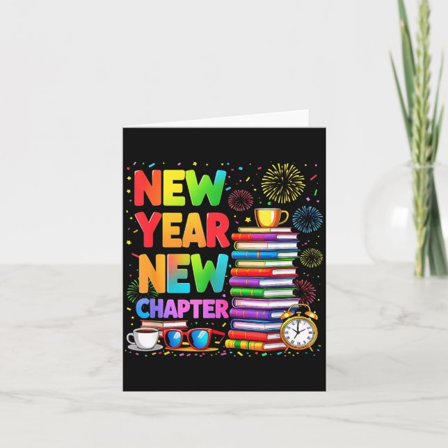 2026 Bookworm Funny Happy New Year Chapter Book Lo Card (Front)