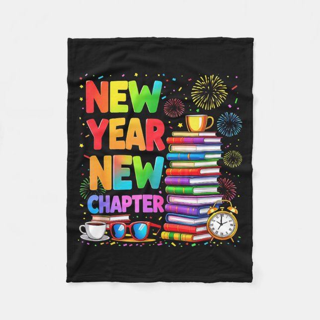 2026 Bookworm Funny Happy New Year Chapter Book Lo Fleece Blanket (Front)