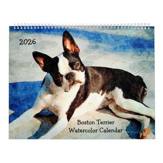 2026 Boston Terrier Dog Owners Lovers Bostons Gift Calendar (Cover)