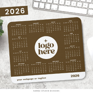 2026 Business Branded Brown Full Year Calendar Mouse Mat