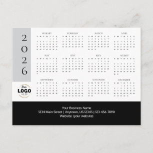 2026 Business Logo Calendar Postcard