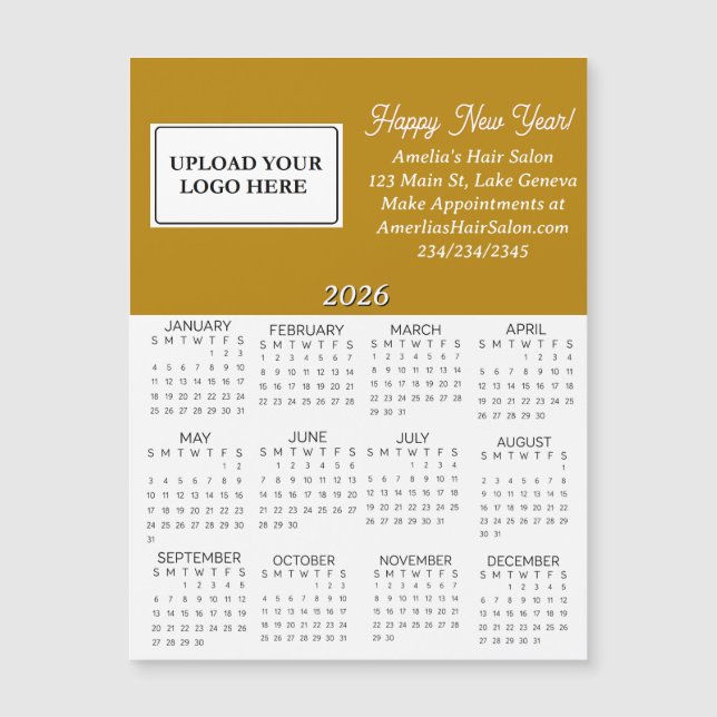 2026 Business Logo Mini Calendar (Front)