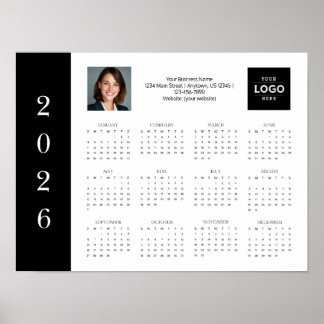 2026 Business Logo Photo Full Year Wall Calendar Poster