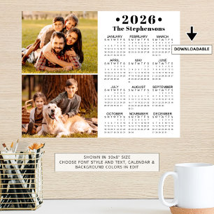 2026 Calendar 2 Photos Personalised Poster
