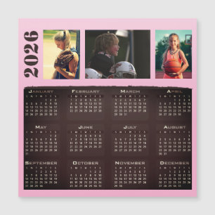 2026 Calendar 3 Photo Collage Magnet Card