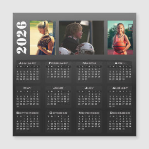 2026 Calendar 3 Photo Collage Magnet Card