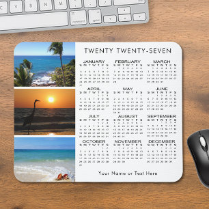 2026 Calendar 3 Photo Personalised Custom Colour Mouse Mat