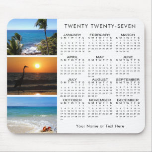 2026 Calendar 3 Photo Personalised Custom Colour Mouse Mat