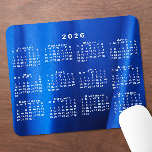 2026 Calendar Abstract Blue Custom Photo Mouse Mat