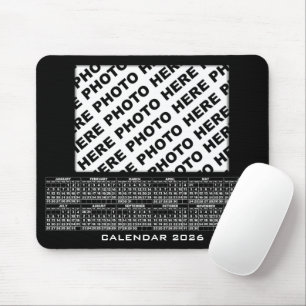 2026 Calendar Add 1 Photos Mousepad Black