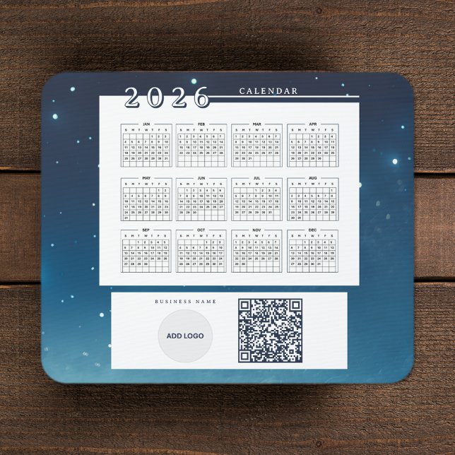2026 Calendar Add Logo QR Code Mouse Mat (2026 Calendar Add Logo QR Code Mouse Pad)