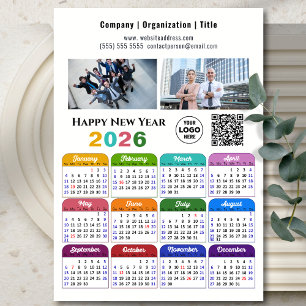 2026 Calendar Business 2 Photo Logo QR Magnetic