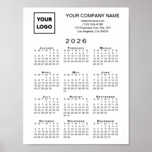 2026 Calendar Business Logo and Text Poster