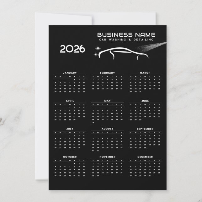 2026 Calendar Business Logo Auto Detailing Repair  Thank You Card (Front)