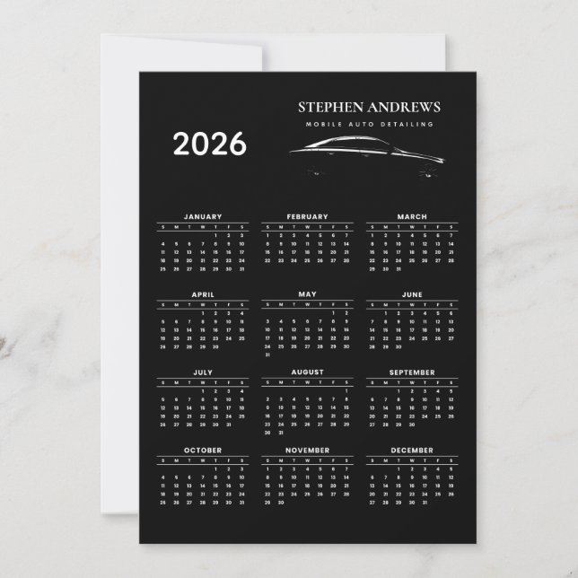 2026 Calendar Business Logo Auto Detailing Repair  Thank You Card (Front)