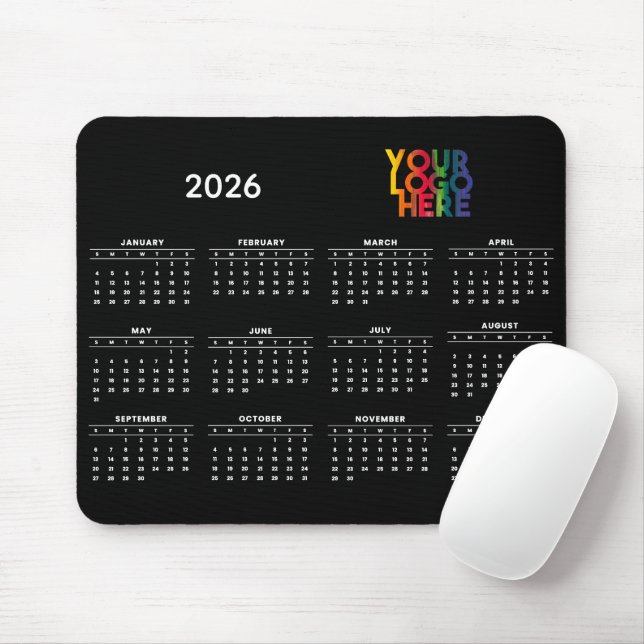 2026 Calendar Business Logo Corporate Office  Mouse Mat (With Mouse)