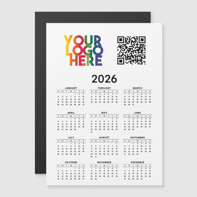 2026 Calendar Business Logo QR Code Magnetic Card (Front/Back)