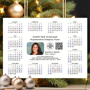 2026 Calendar Business Logo QR Modern Black Simple