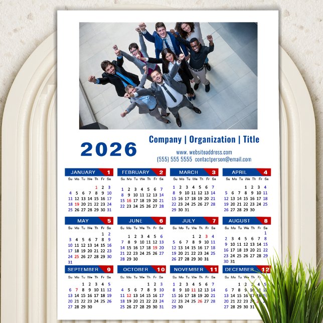 2026 Calendar Business Photo Simple Blue Red (Creator Uploaded)