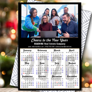 2026 Calendar Buzsiness Photo Modern Black Minimal Holiday Card