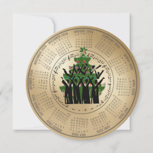 2026 Calendar Choir Singing Christmas Tree Holiday Card