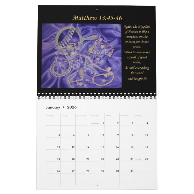 2026 Calendar Christian bible artwork (Jan 2026)