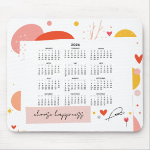2026 Calendar Colorful Motivational Mouse Pad