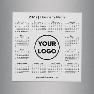 2026 Calendar Company Logo on Light Grey Magnet