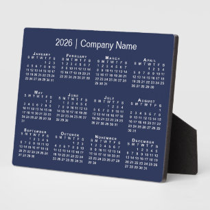 2026 Calendar Company Name Navy Blue Desktop Plaque