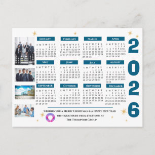 2026 Calendar Corporate Business with Company Logo Holiday Postcard
