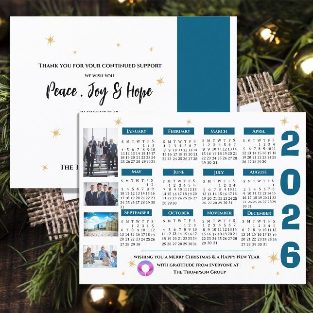 2026 Calendar Corporate Business with Company Logo Holiday Postcard (2026 Calendar Corporate Business with Company Logo Holiday Postcard)