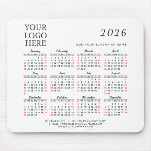 2026 Calendar Corporate Custom Business Logo Mouse Mat