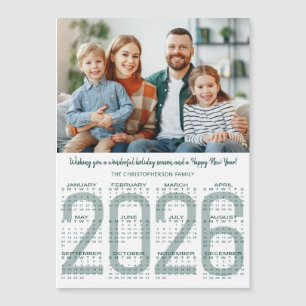 2026 Calendar Custom Color Modern Christmas Card
