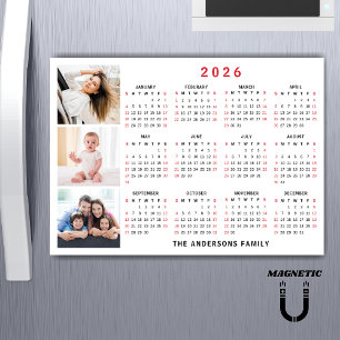 2026 Calendar Custom Name Photo Collage Magnet