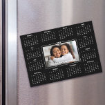 2026 Calendar Custom Photo Family Black Magnet<br><div class="desc">Create this useable keepsake for you family and friends so they will remember you year-round with this graphic, elegant 2026 calendar magnet card. Bold white typography, your custom photo and a simple, modern 12 month calendar overlay a dramatic black background. Personalise with the photo of your choice along with your...</div>