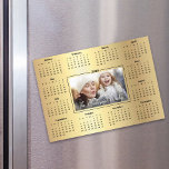 2026 Calendar Custom Photo Gold Foil Family Magnet<br><div class="desc">Create this useable keepsake for you family and friends so they will remember you year-round with this graphic, elegant 2026 calendar magnet card. Bold white handwritten script typography, your custom photo and a simple, modern 12 month calendar overlay a faux gold ombre foil background. Personalise with the photo of your...</div>
