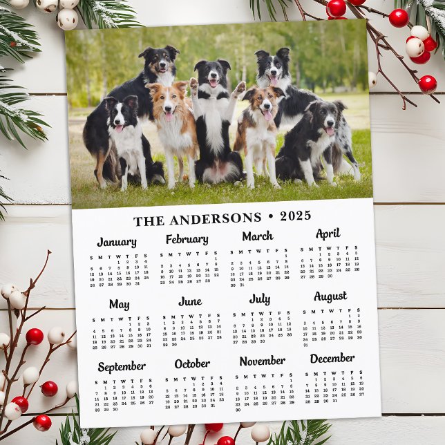 2026 Calendar Custom Photo Pet Puppy Dog New Year Holiday Postcard (Creator Uploaded)