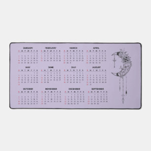 2026 Calendar Desk Mat - Celestial Moon & Floral
