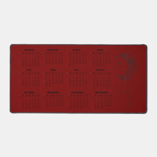 2026 Calendar Desk Mat - Celestial Moon & Floral