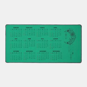 2026 Calendar Desk Mat - Celestial Moon & Floral