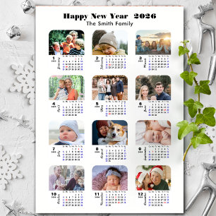 2026 Calendar Family 12 Photo Collage Minimalist