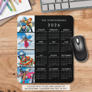 2026 Calendar Family 4 Photo Personalised Colour Mouse Mat