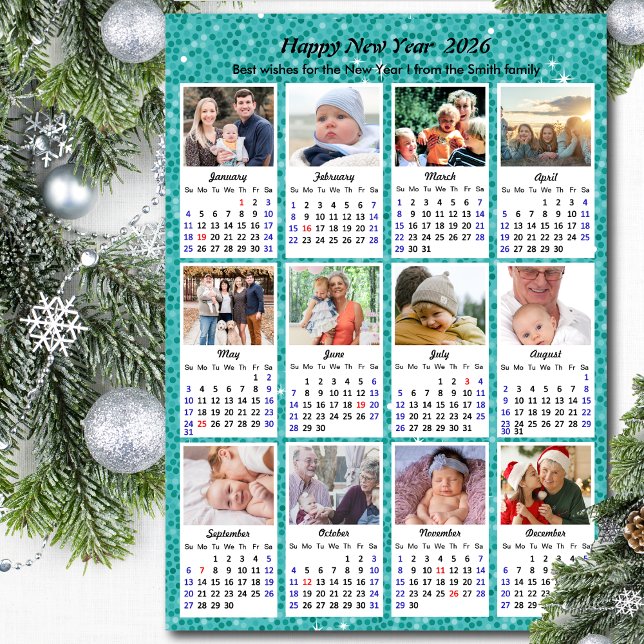 2026 Calendar Family Photo Collage Modern Blue (Creator Uploaded)