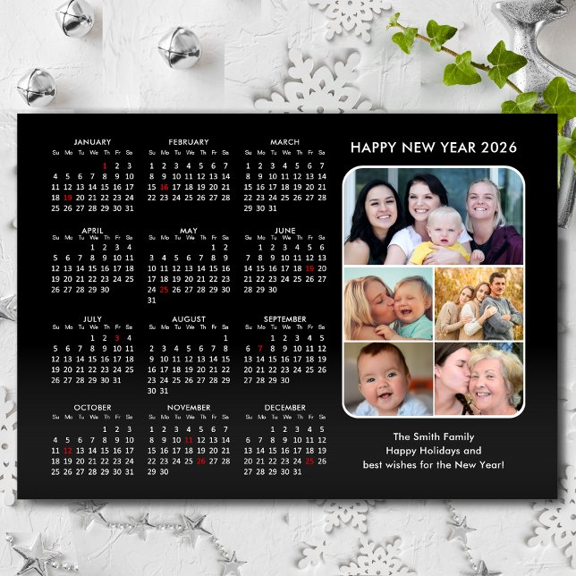 2026 Calendar Family Photo Modern Black Magnetic (Creator Uploaded)
